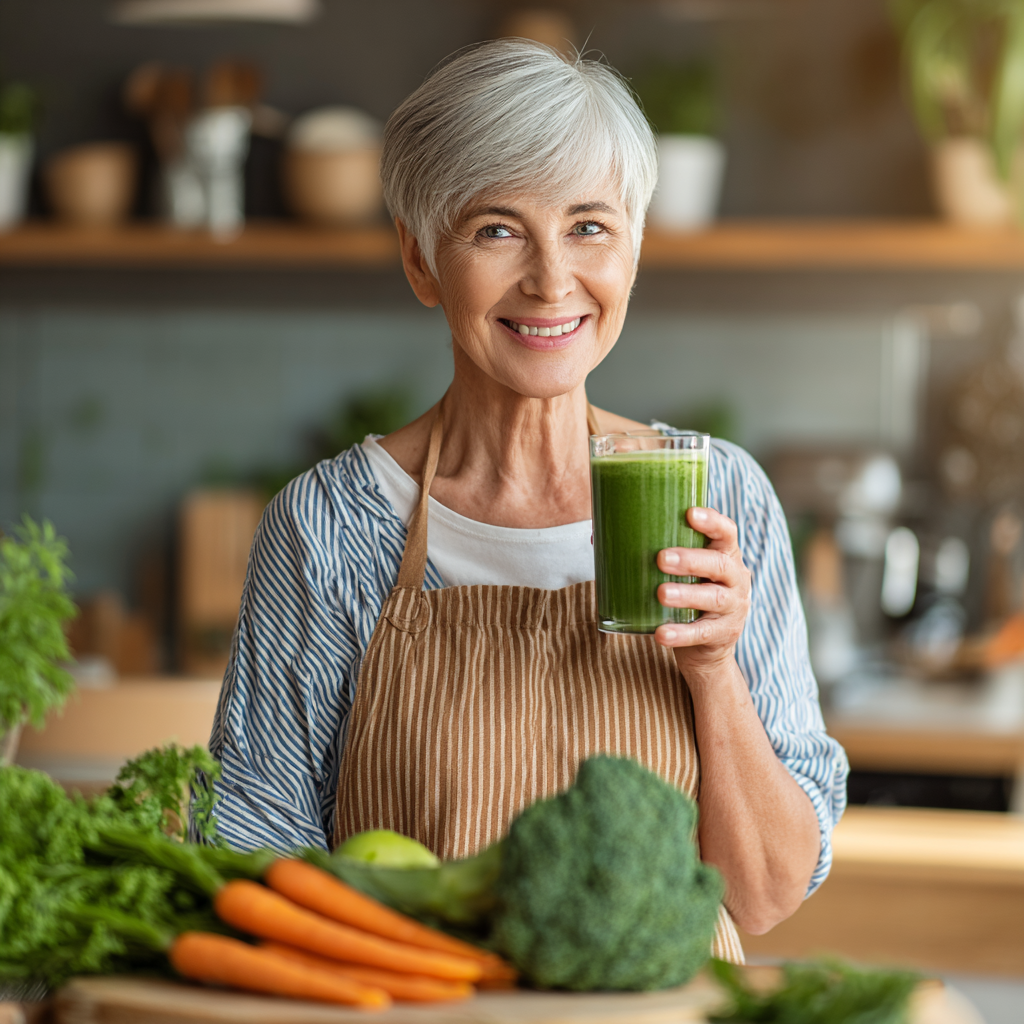 Elderly Ukrainian man and woman exercising together outdoors in park setting, both smiling and wearing comfortable workout clothes, natural daylight